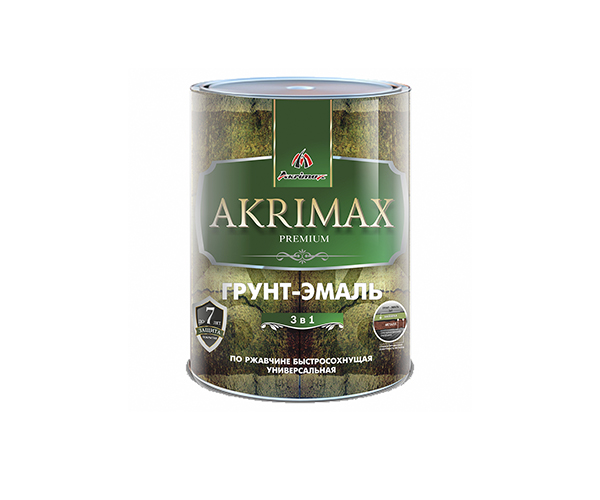 Грунт-эмаль 3 в 1 по ржавчине глянцевая "AKRIMAX-PREMIUM", шоколадная 0,8 кг 